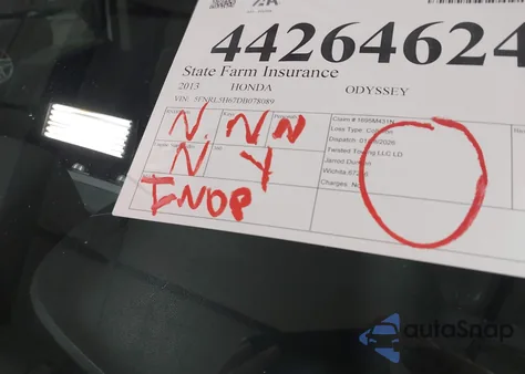 2013 Honda Odyssey Ex-L z USA, uszkodzony, nr VIN 5FNRL5H67DB078089